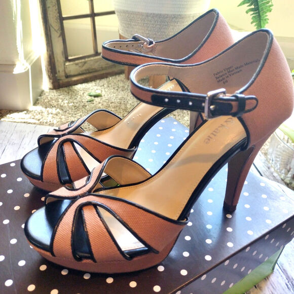 💸$14Kelly & Katie Women's 6.5 M Black Taupe Ankle strap High Heel Davina Style - Picture 3 of 5